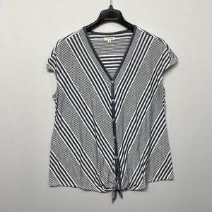Max Studio Women Short Sleeve Blouse Top Button Shirt Size 2X Stripes M233 -25
